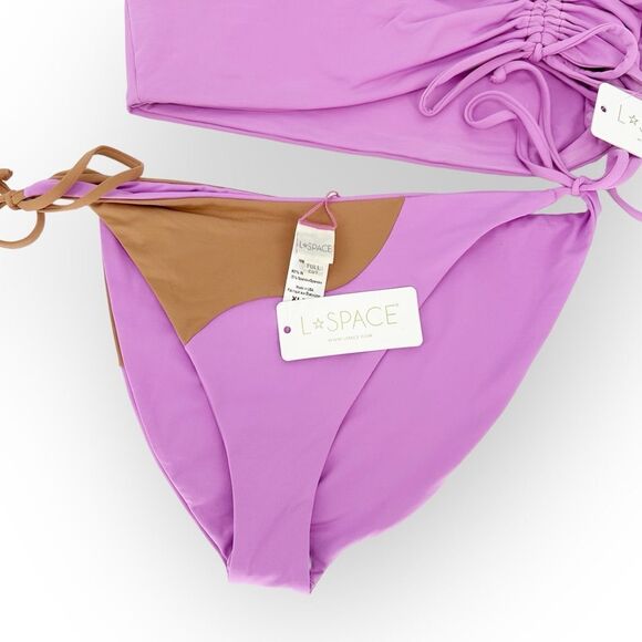 L*Space Bikini Set XL Wilder Top and Dani Full Cut Bottom in Rosebud and Putty - Picture 8 of 11